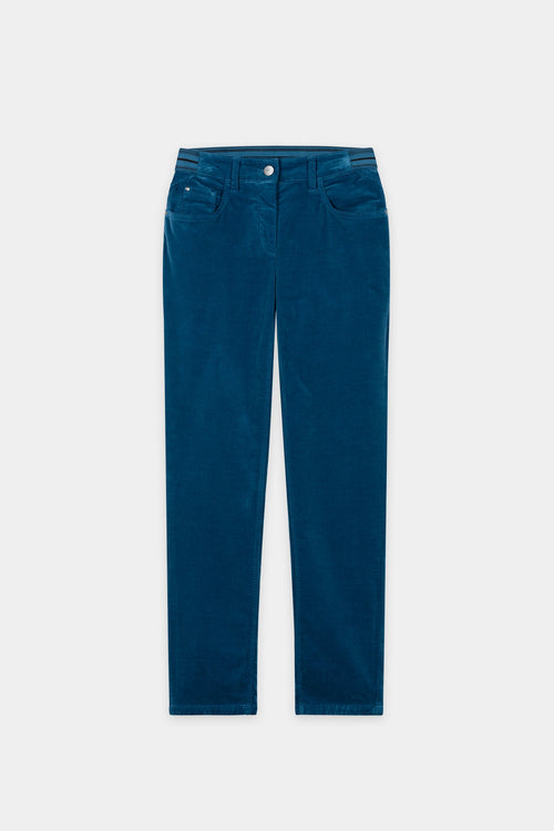 Luisa Cerano Sapphire Skinny Leg Velvet Trousers