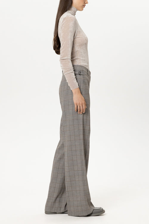 Luisa Cerano Heather Checked Wide-Leg Trousers