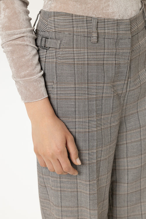 Luisa Cerano Heather Checked Wide-Leg Trousers