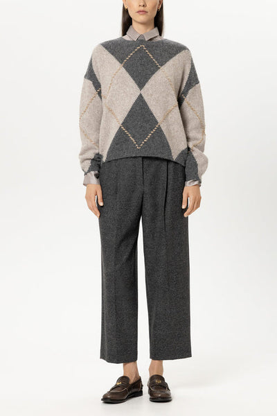 Luisa Cerano Anthracite Tapered Cropped Trousers 648958