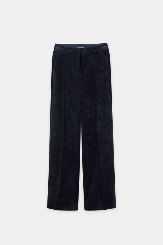 Luisa Cerano Navy Corduroy Wide-Leg Trousers