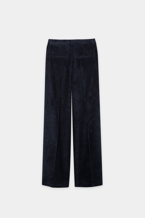 Luisa Cerano Navy Corduroy Wide-Leg Trousers