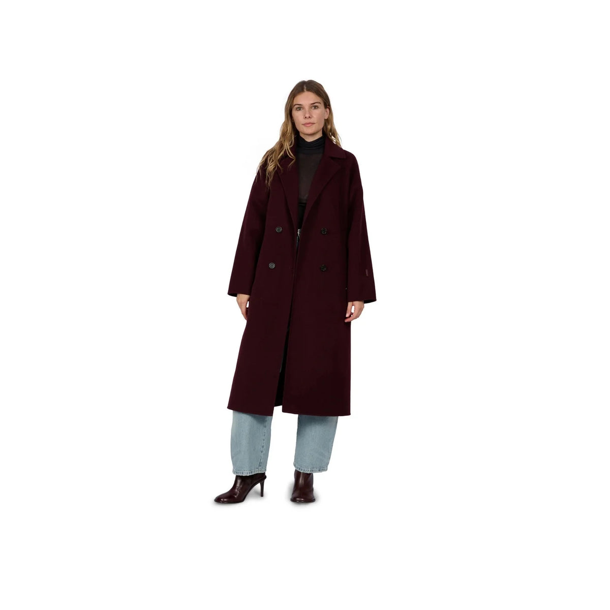 Oakwood Port Oversized Double Breasted Wool Blend Coat 