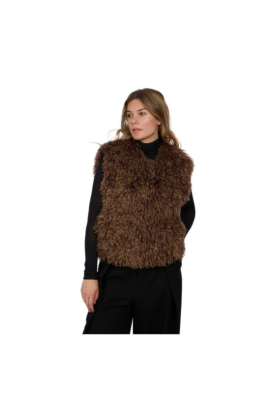 Oakwood Bronze Faux Fur Sleeveless Gilet