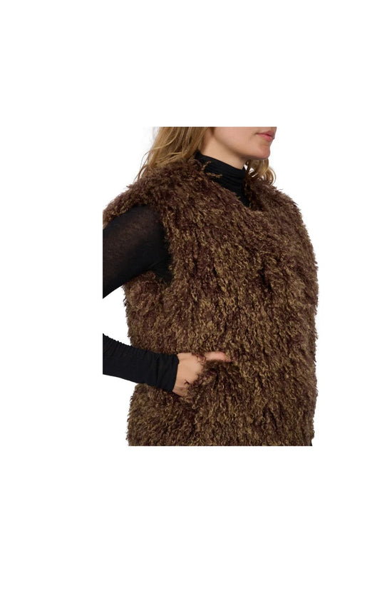 Oakwood Bronze Faux Fur Sleeveless Gilet