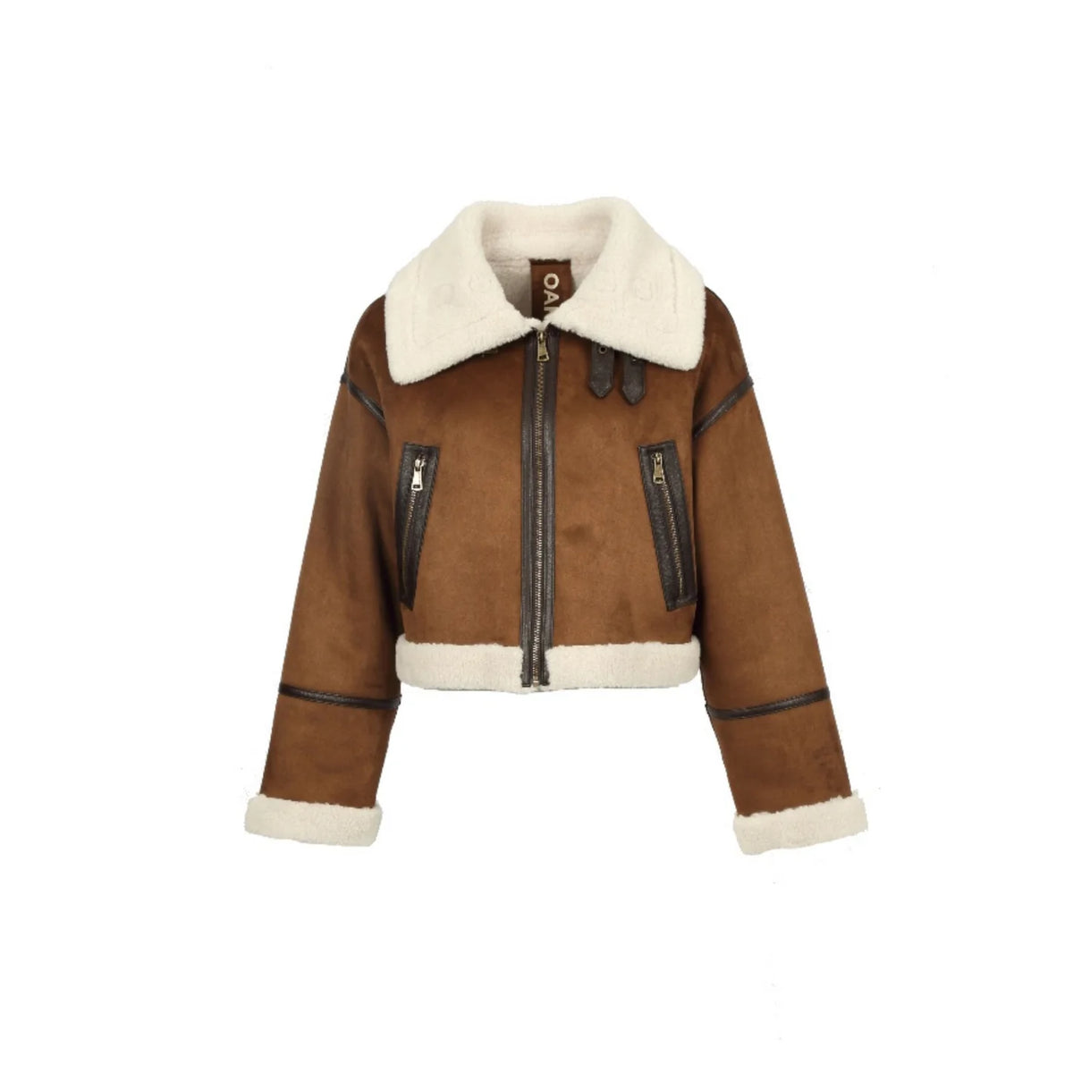 Oakwood Light Brown Faux Suede Aviator Jacket 