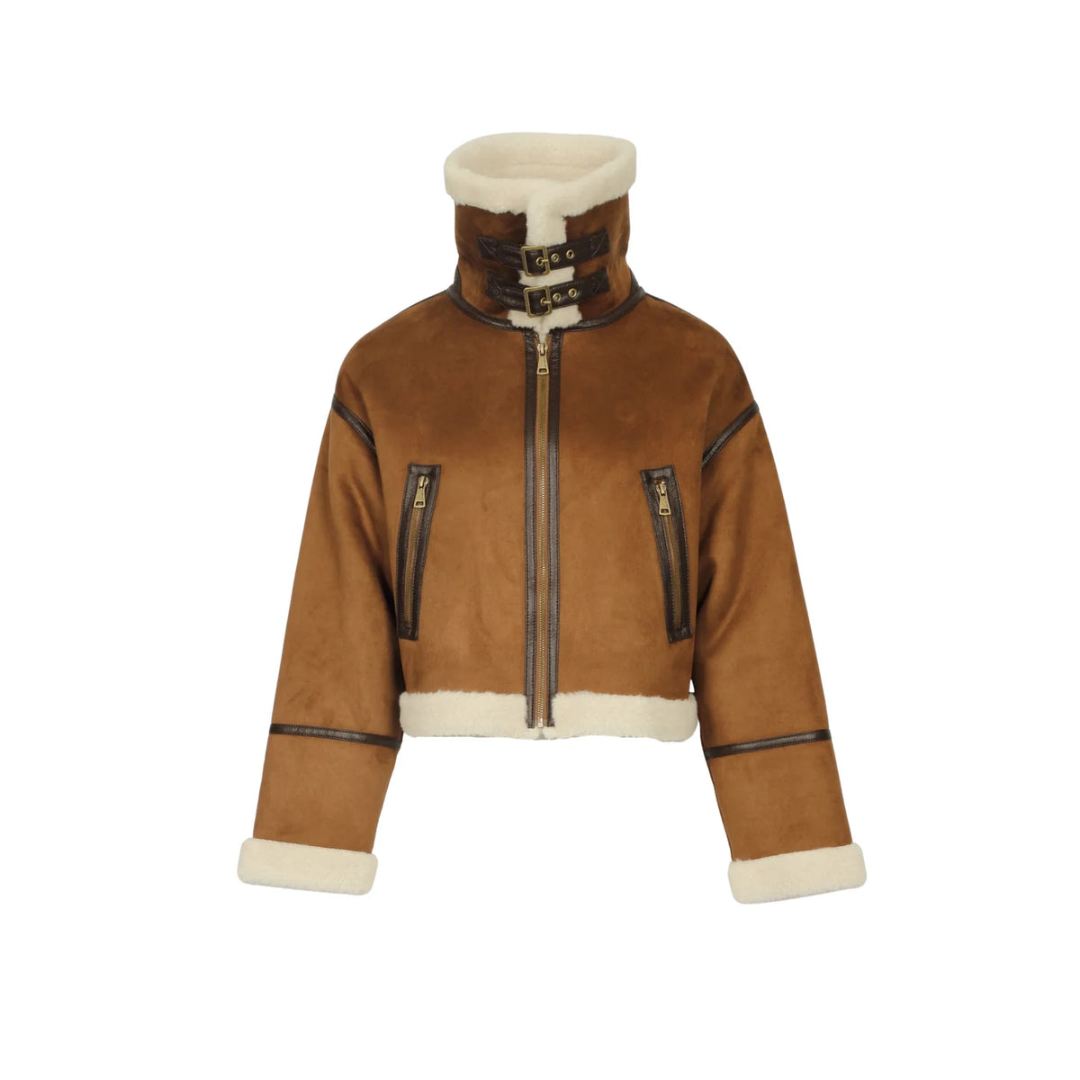 Oakwood Light Brown Faux Suede Aviator Jacket 