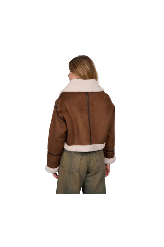 Oakwood Light Brown Faux Suede Aviator Jacket 