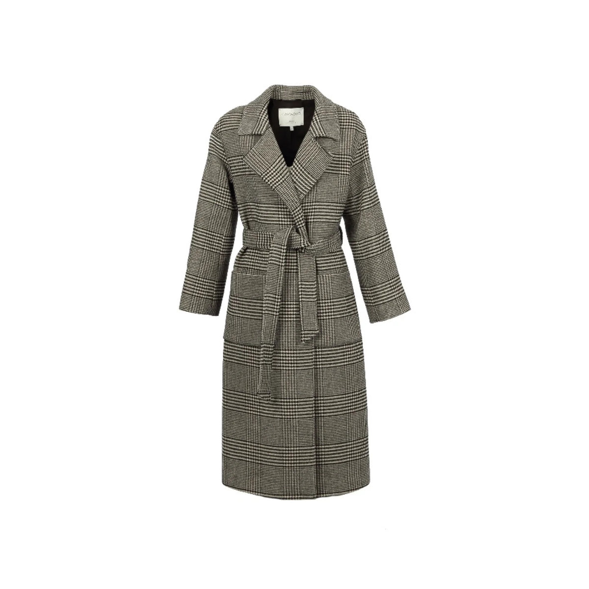 oakwood black and white check wool blend coat