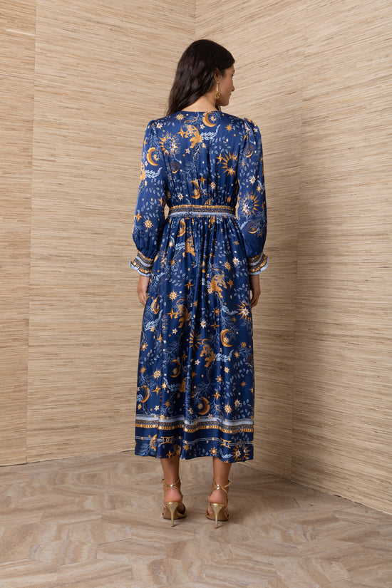Hale Bob Navy Celestial Print Maxi Dress