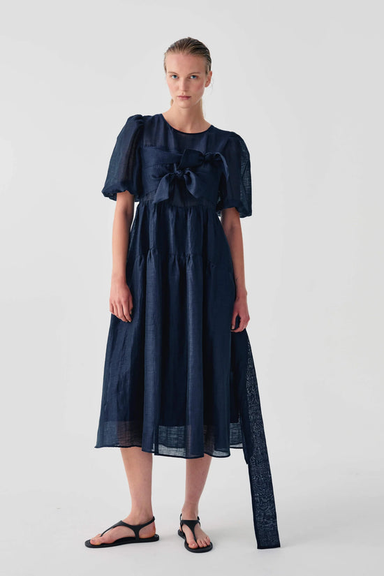 Beatrice b Blue Midi Organza Dress with Bow