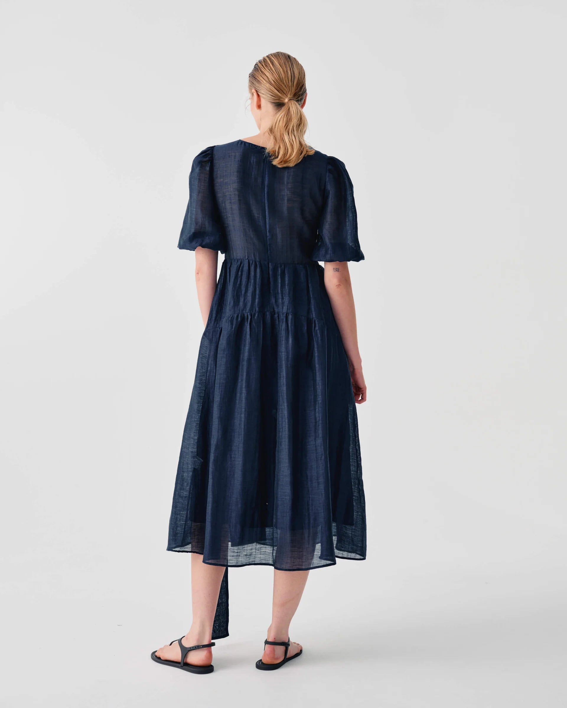 Beatrice b Blue Midi Organza Dress with Bow