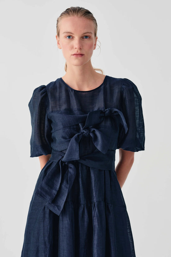 Beatrice b Blue Midi Organza Dress with Bow