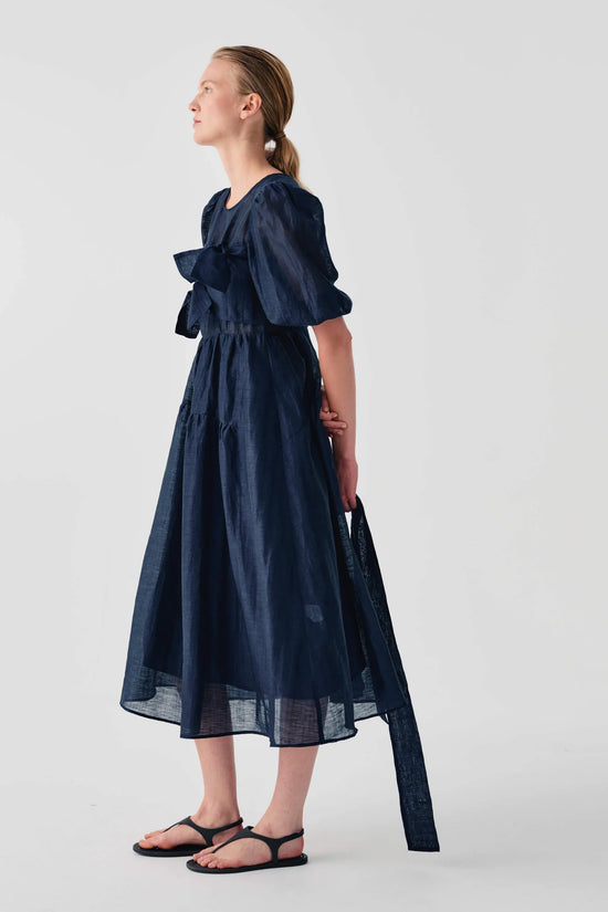 Beatrice b Blue Midi Organza Dress with Bow