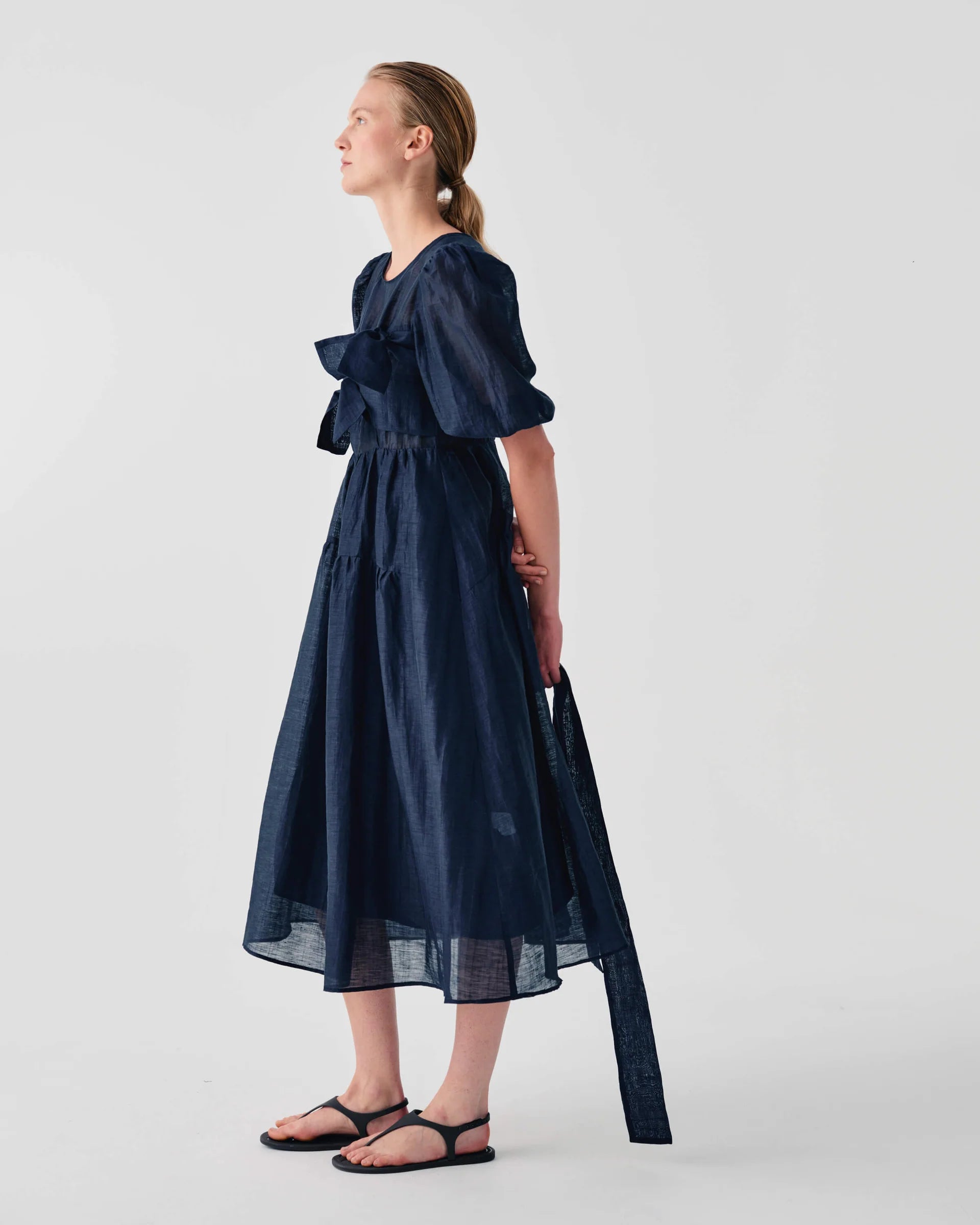 Beatrice b Blue Midi Organza Dress with Bow