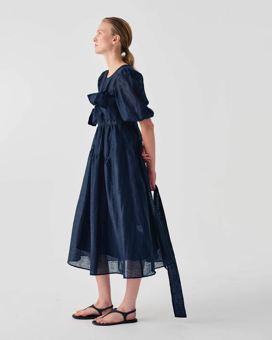 Beatrice b Blue Midi Organza Dress with Bow 26FE6693