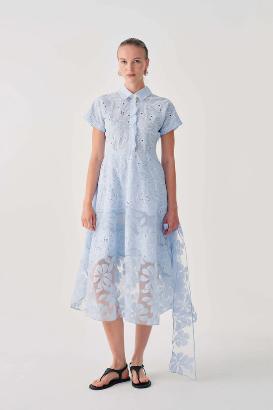 Beatrice b Blue Water Broderie Anglaise Shirt Dress with Belt