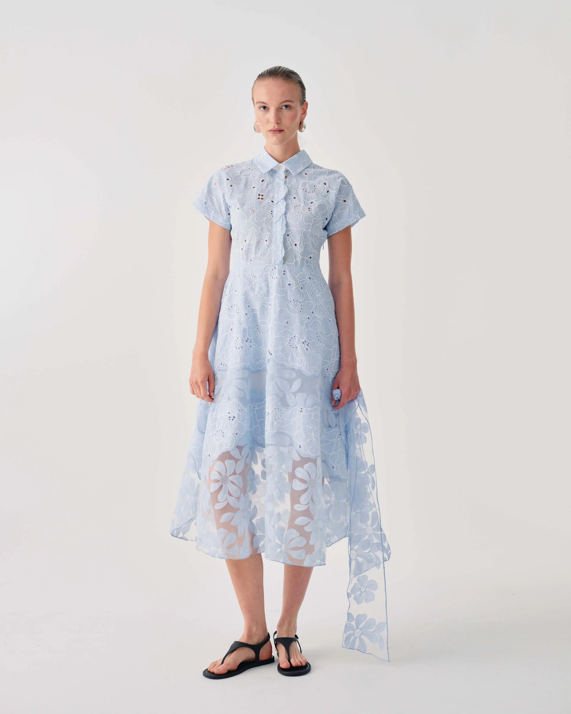 Beatrice b Blue Water Broderie Anglaise Shirt Dress with Belt