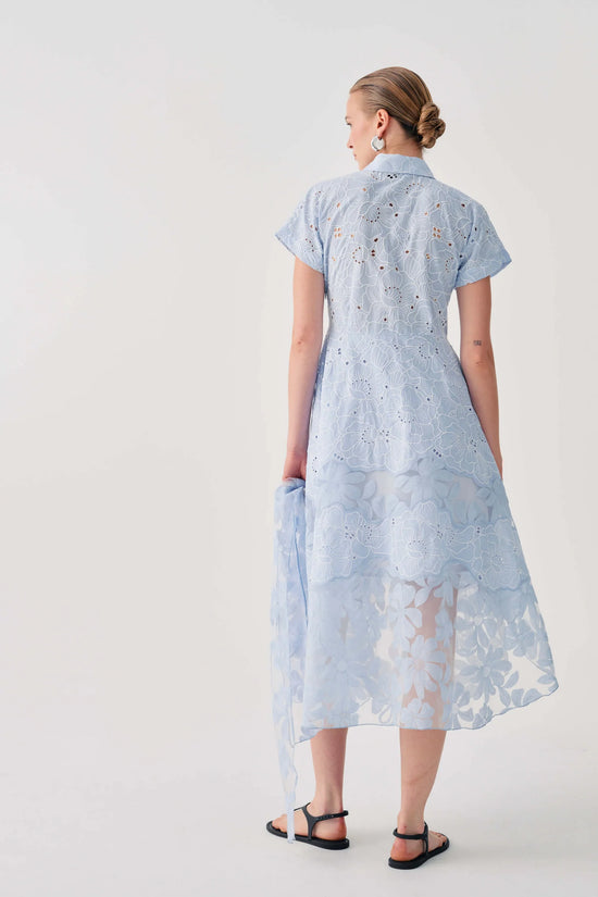 Beatrice b Blue Water Broderie Anglaise Shirt Dress with Belt