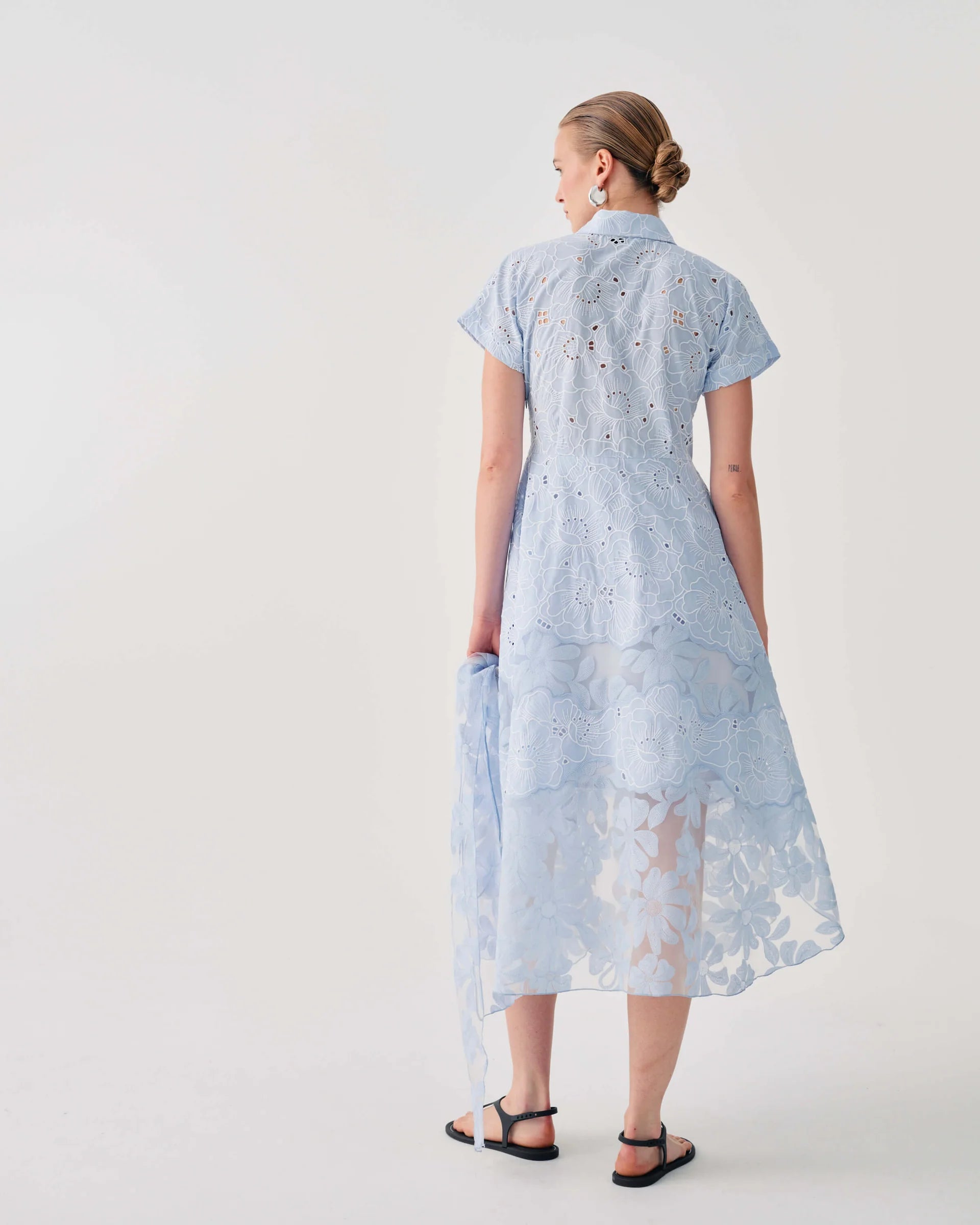 Beatrice b Blue Water Broderie Anglaise Shirt Dress with Belt