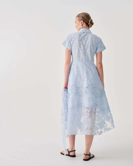 Beatrice b Blue Water Broderie Anglaise Shirt Dress with Belt 26FE6698