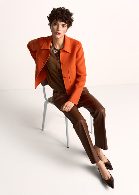 Riani Dark Ember Cropped Fit Wool Blend Jacket