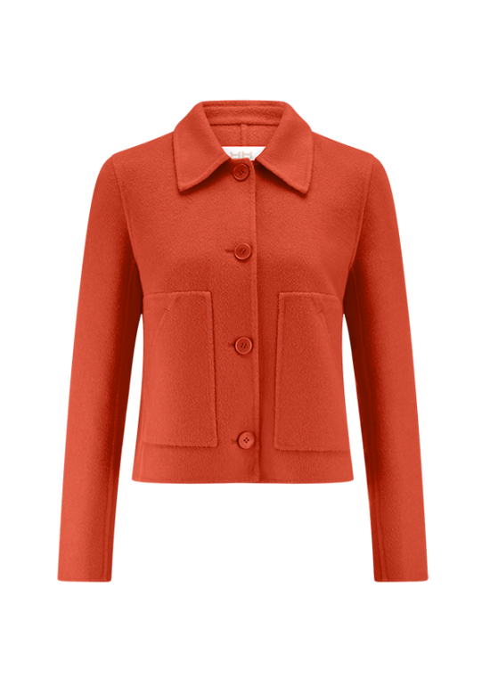 Riani Dark Ember Cropped Fit Wool Blend Jacket