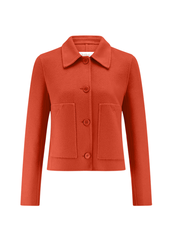 Riani Dark Ember Cropped Fit Wool Blend Jacket