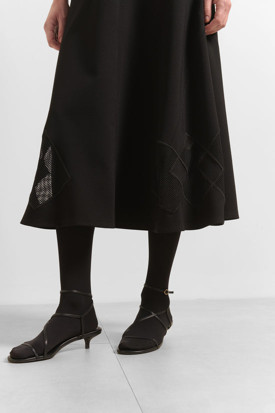 Beatrice B Black Midi Dress Round Neck Short Sleeve Fit & Flare Dress