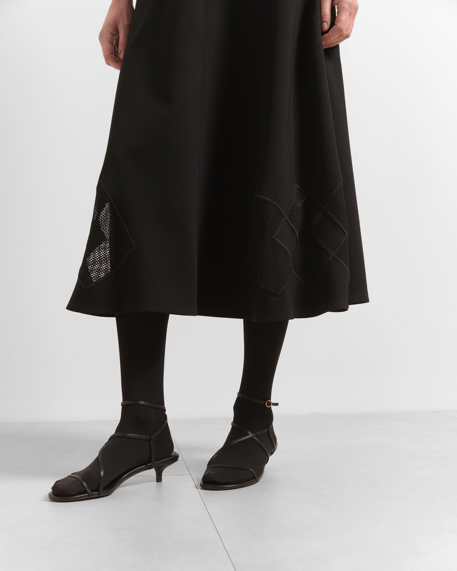 Beatrice B Black Midi Dress Round Neck Short Sleeve Fit & Flare Dress