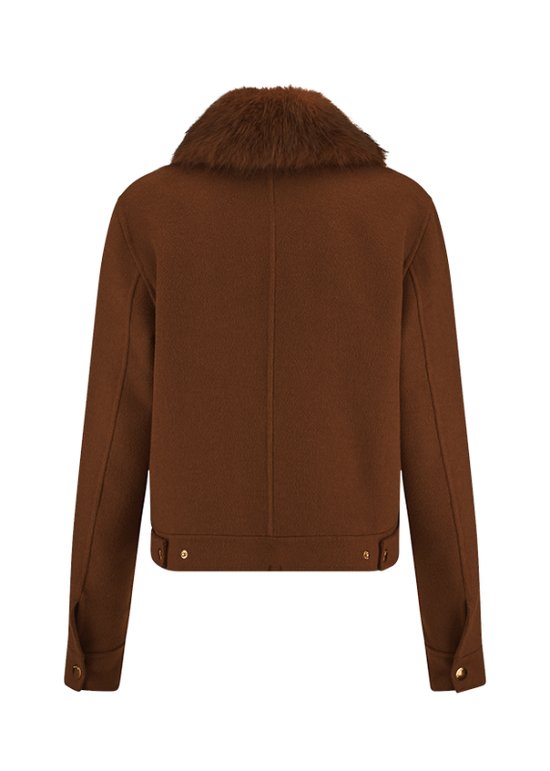 Riani Pecan Zip Jacket with Faux Fur Collar