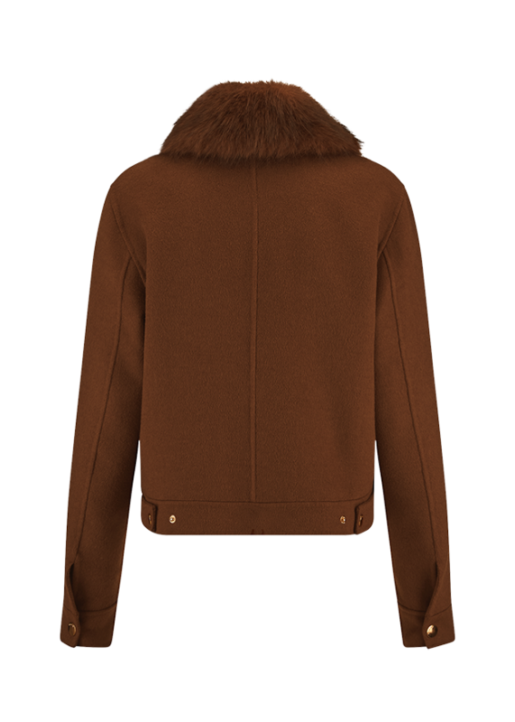 Riani Pecan Zip Jacket with Faux Fur Collar