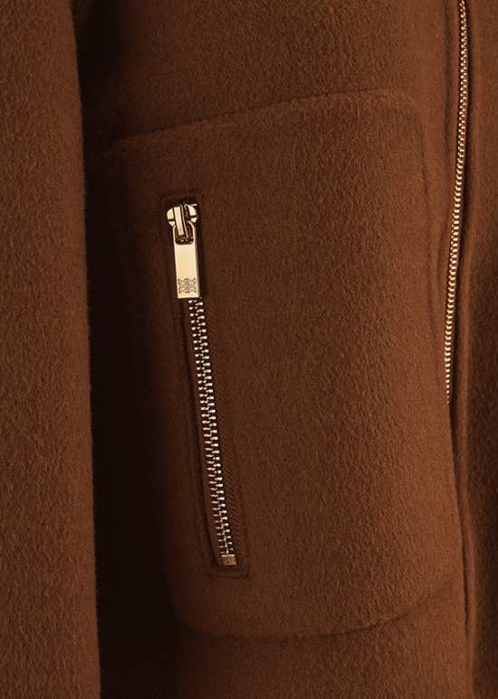 Riani Pecan Zip Jacket with Faux Fur Collar