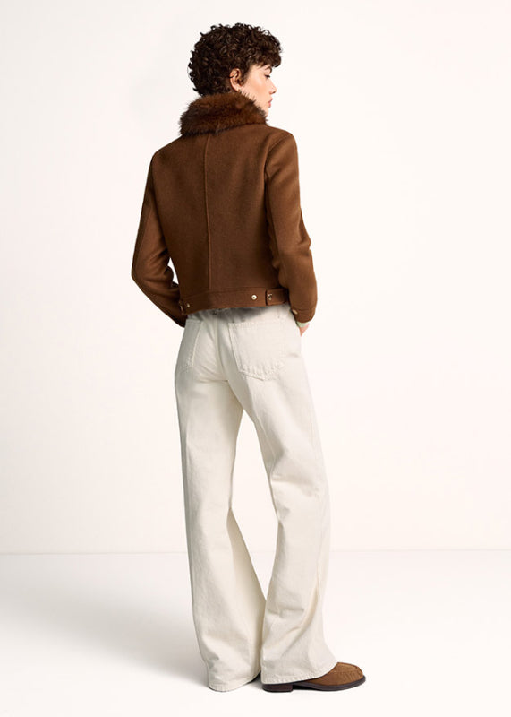 Riani Pecan Zip Jacket with Faux Fur Collar