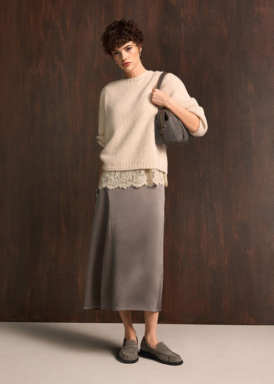 Riani Ash Satin Midi Skirt