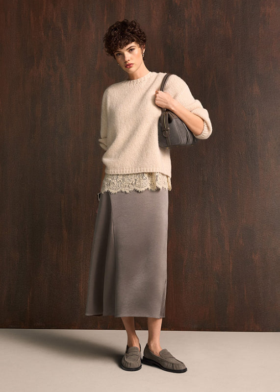 Riani Ash Satin Midi Skirt