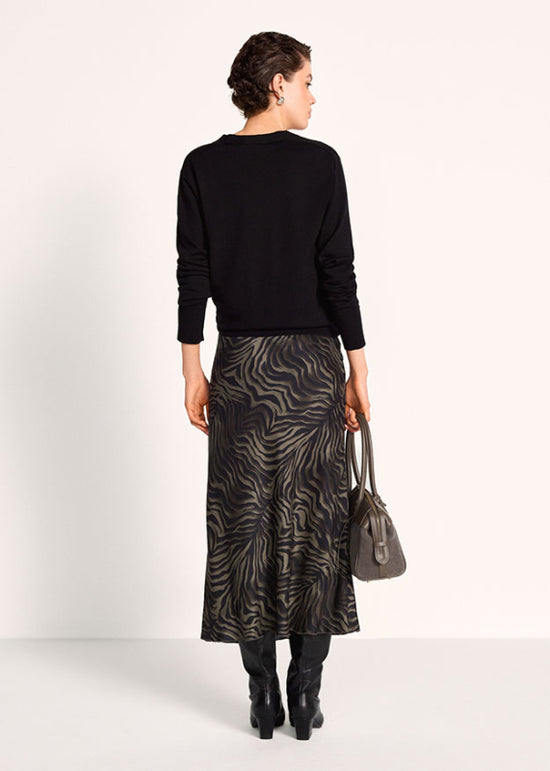 Riani Ash Zebra Print Satin Skirt