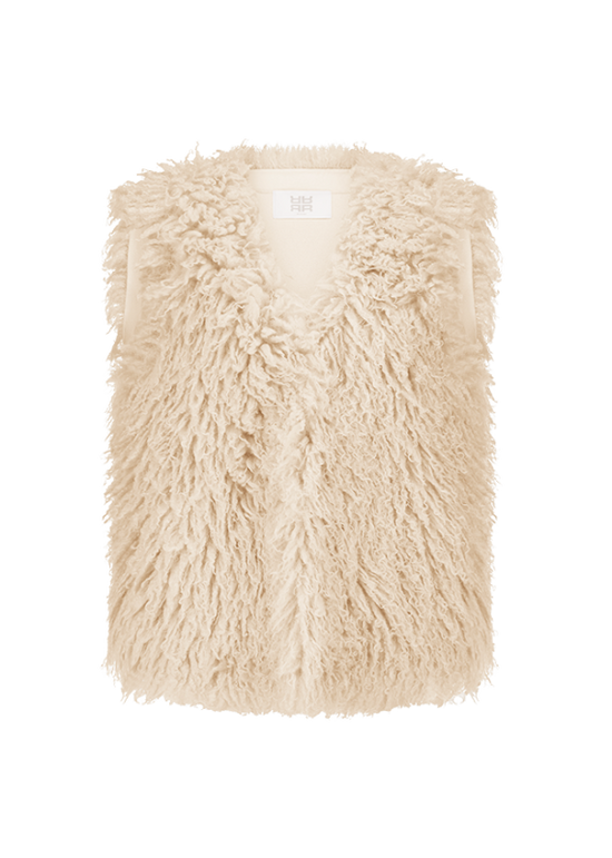 Riani Oat Coloured Faux Fur Gilet