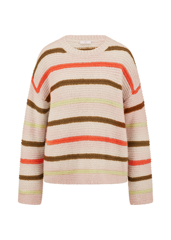 Riani Oat Stripe Round Neck Knit Sweater 