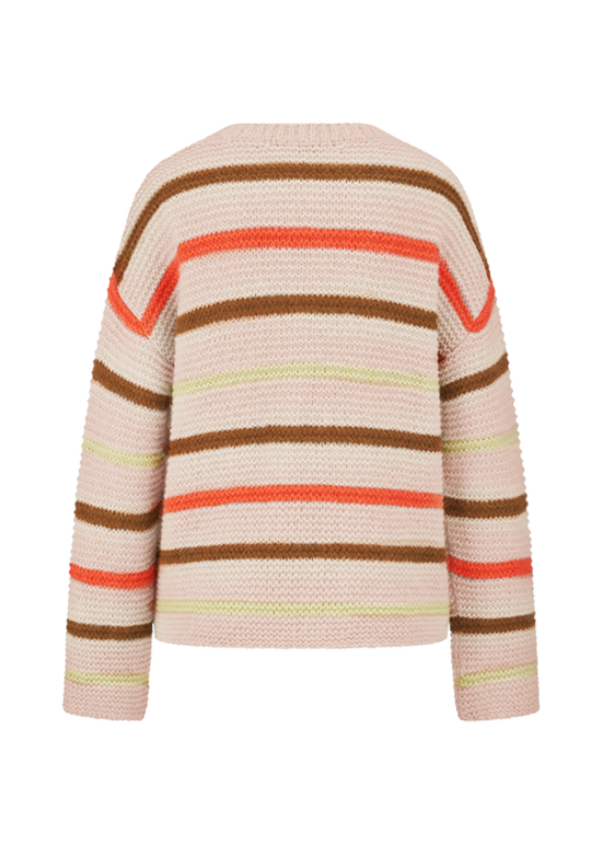 Riani Oat Stripe Round Neck Knit Sweater 