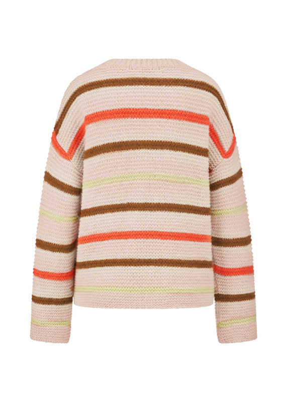 Riani Oat Stripe Round Neck Knit Sweater 
