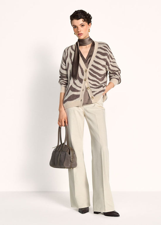 Riani Oatmeal Zebra Knit Cardigan