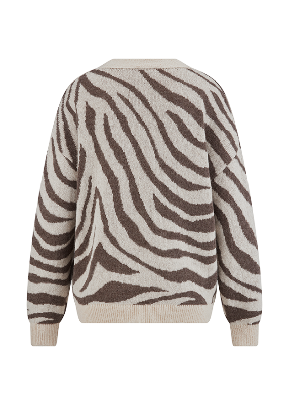 Riani Oatmeal Zebra Knit Cardigan