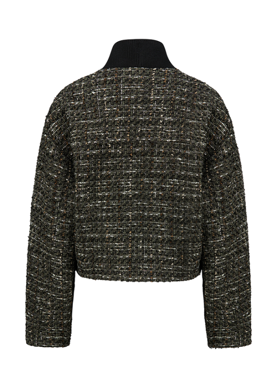 Riani Olive Patterned Short Tweed-Look Jacket