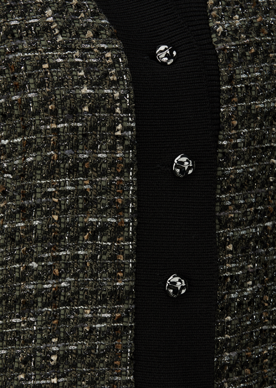 Riani Olive Patterned Short Tweed-Look Jacket