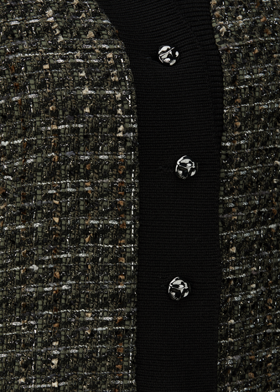 Riani Olive Patterned Short Tweed-Look Jacket