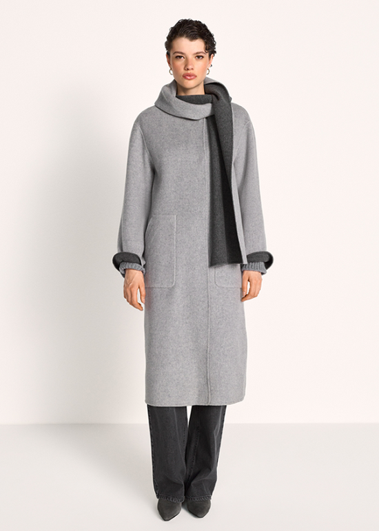 Riani Smoke Coloured Reversible Wool Blend Coat