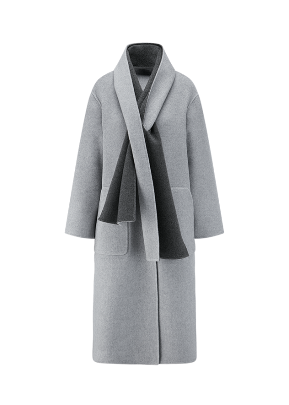 Riani Smoke Coloured Reversible Wool Blend Coat