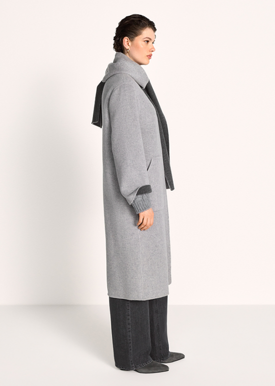 Riani Smoke Coloured Reversible Wool Blend Coat