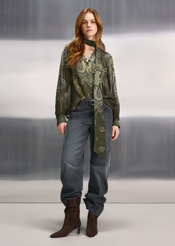 Riani Olive Paisley Print Blouse